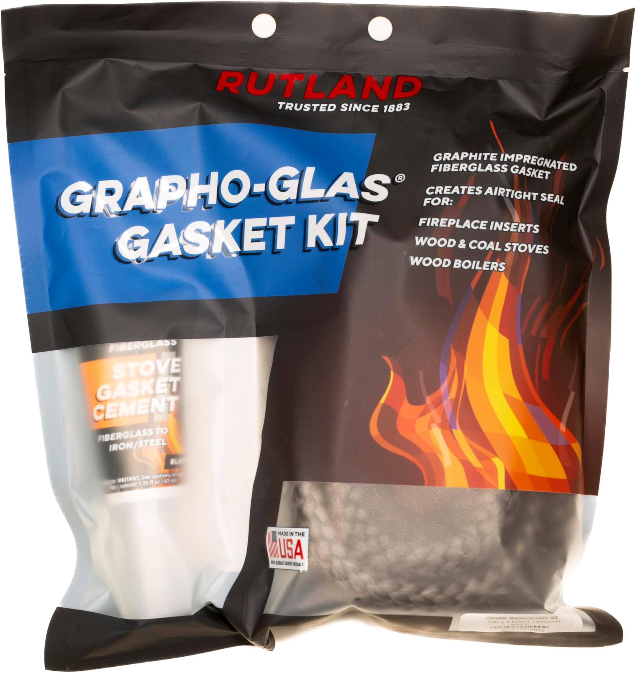 Rutland 99N-6 Grapho-Glas Gasket Replacement Rope Kit, 7/8" by 7'