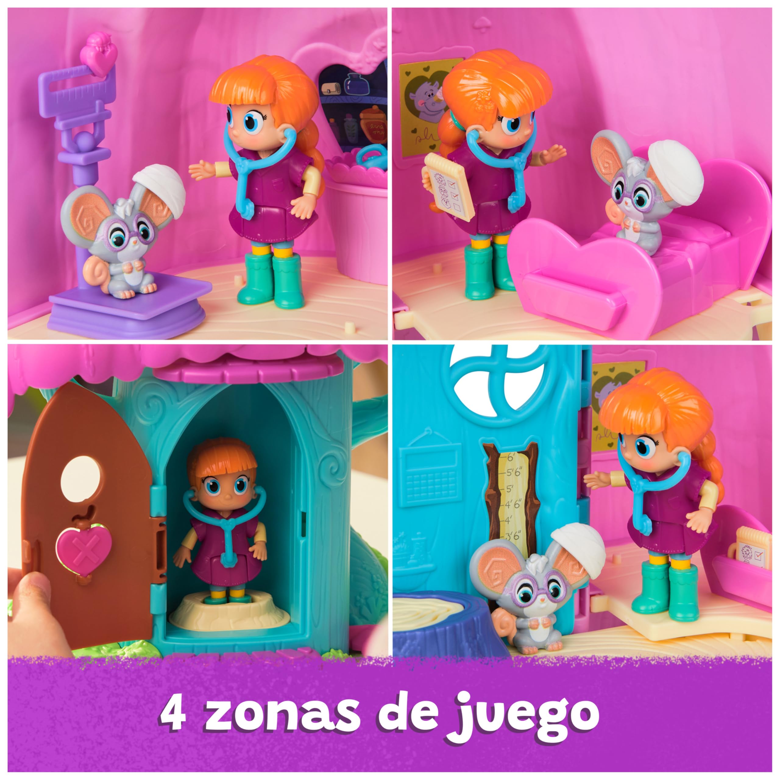 Vida The Vet - Pack Clínica Veterinaria Casa del Árbol con Figuras de Vida y Sunny + Accesorios - Vida la Veterinaria Juguetes - Juguetes niñas 3 años + - Regalo Niña 3 Años + Casa Muñecas