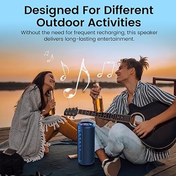 Portable Bluetooth Speaker, Bluetooth 5.4 Speaker,20W Dual Speaker with LED Display, Deep Bass, 20H Playtime, Colorful RGB Lights, IP7 Waterproof, TWS pairing for Outdoor/Home/Party/Travel, Blue
