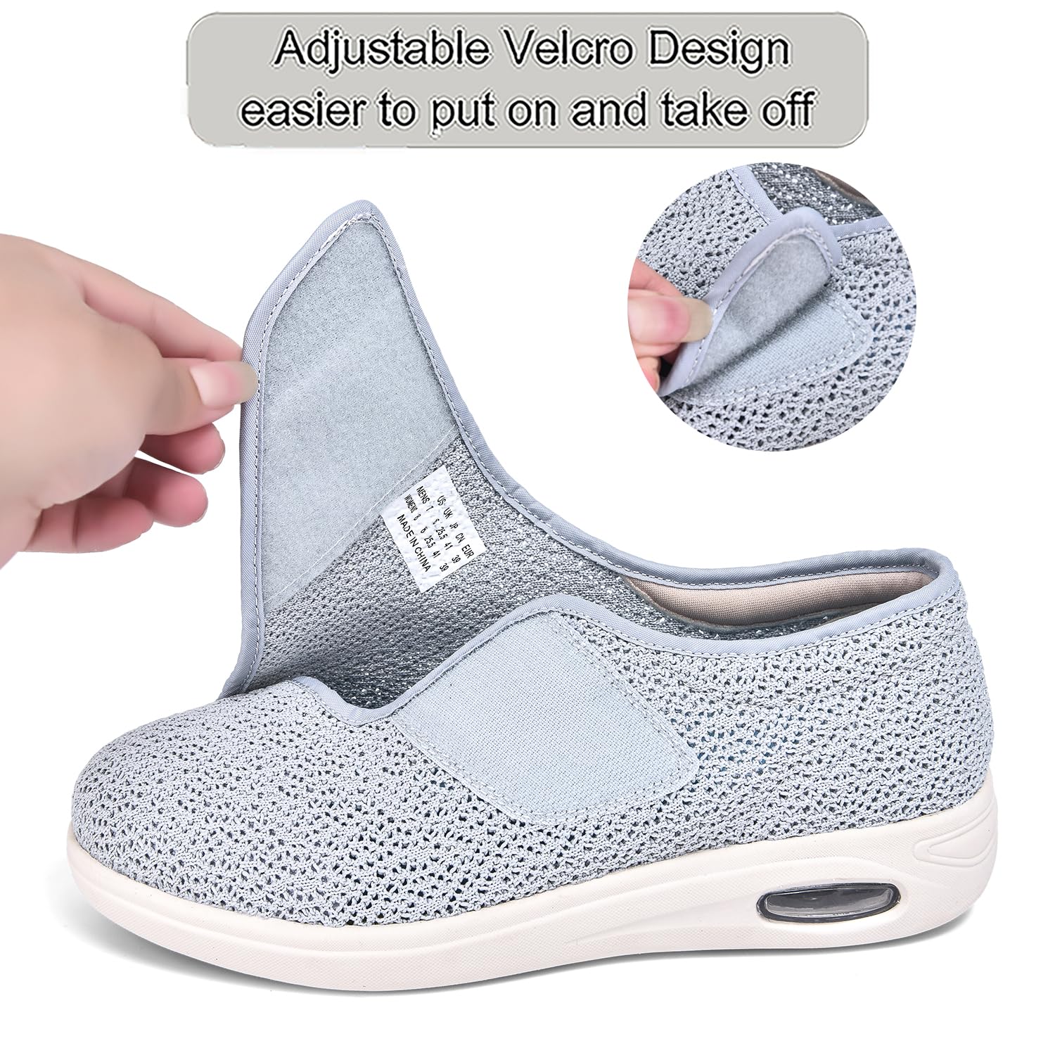 Scarpe da Ginnastica da Passeggio Extra Larghe Facili da Indossare E Togliere con Memory Foam Scarpe Ortopediche in Rete Traspirante per Anziani con Piedi Gonfi Edema E Memory Foam (A14970)
