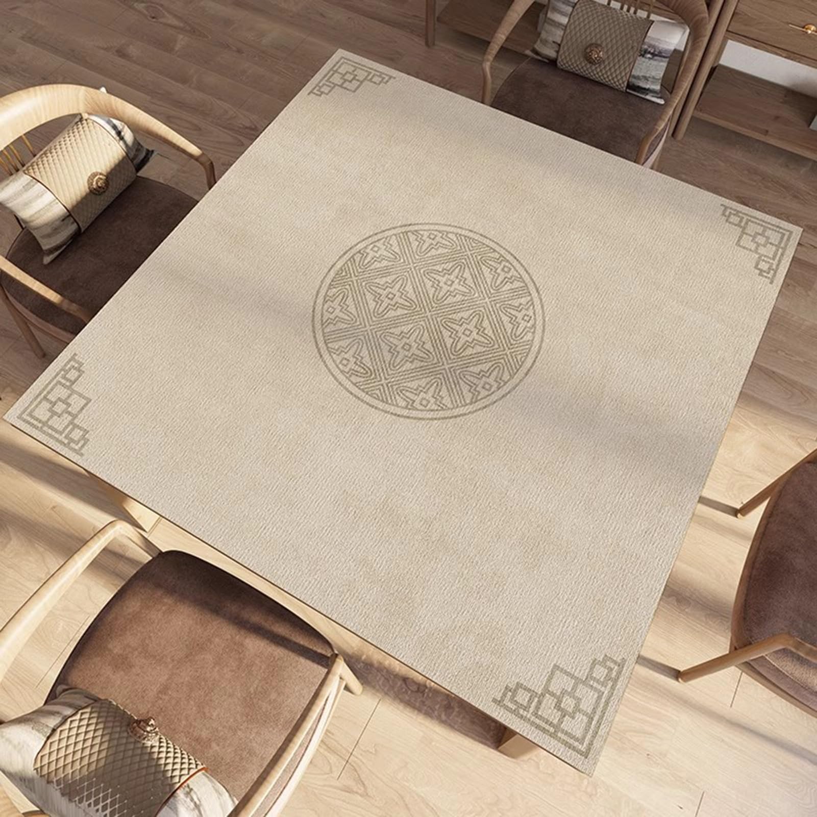 Duża mata mahjong z gumowym spodem, antypoślizgowa i odporna na zużycie obrus, mata stołowa do mahjong, paigow, pokera, gier karcianych i planszowych (120 cm)