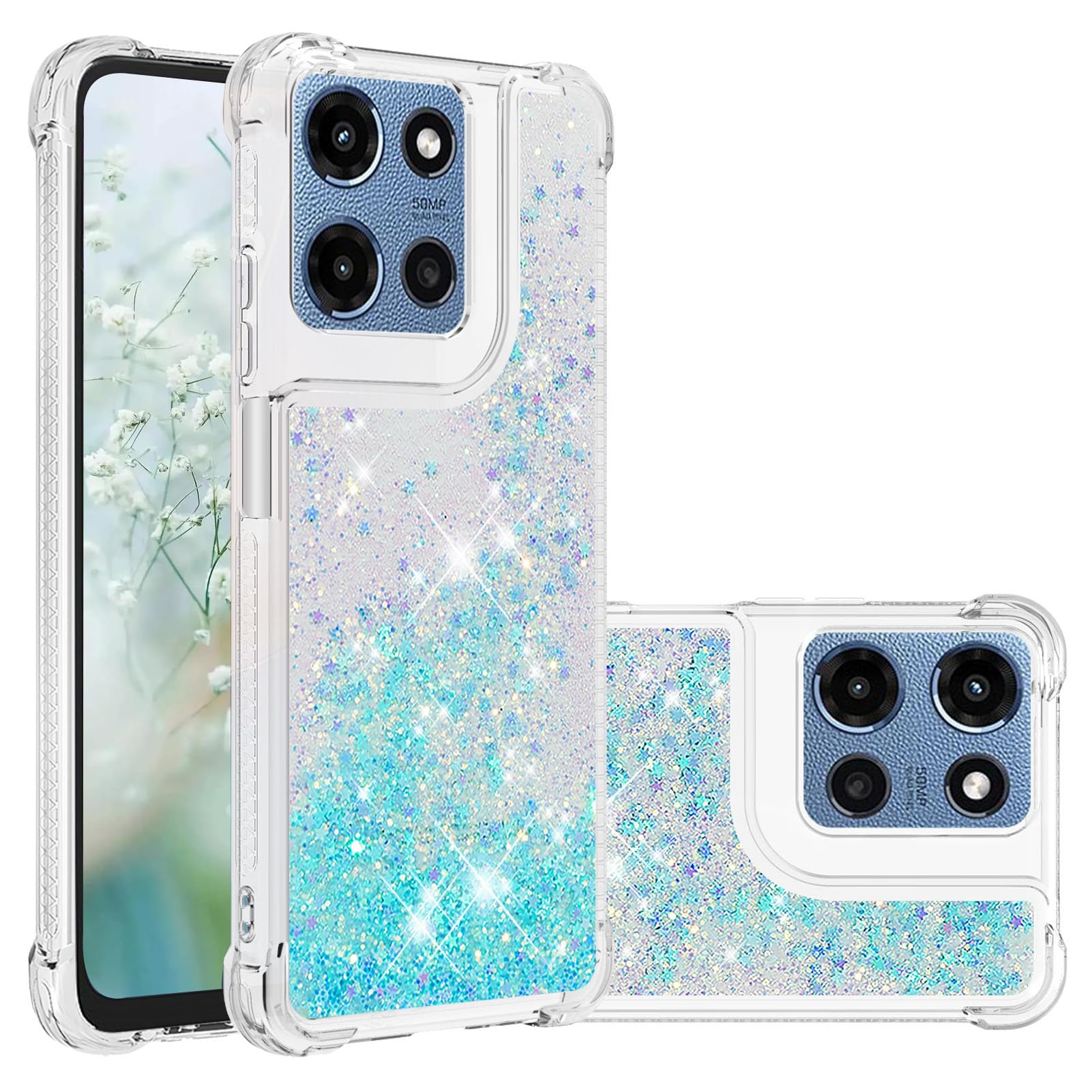 Coque Motorola G 5G 2025 silicone transparent liquide paillette