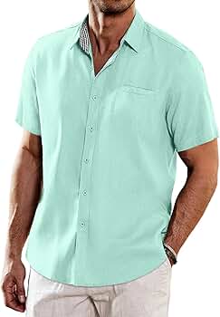 Amazon.com: COOFANDY Men's Casual Linen Button Down Shirt