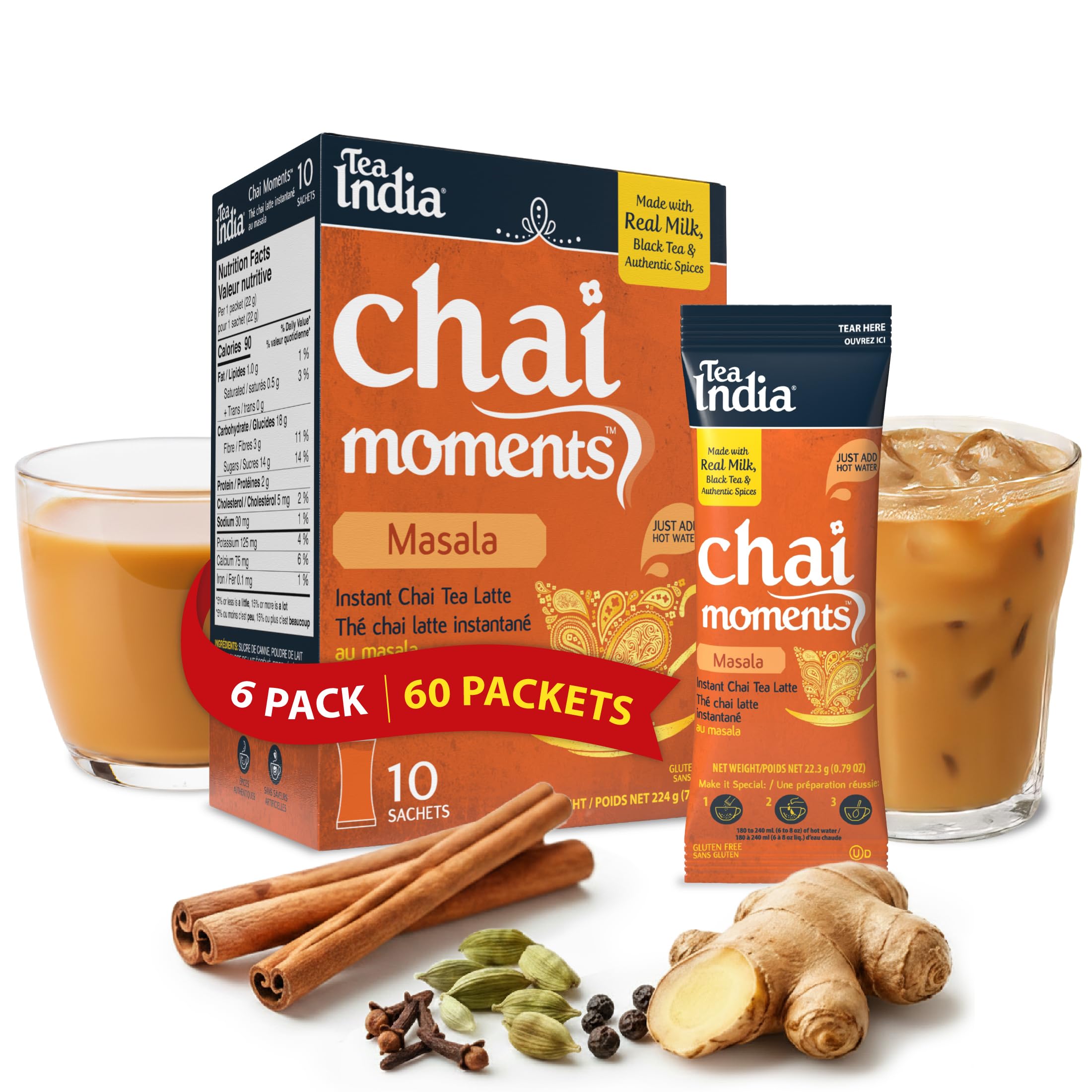 Amazon.com : Tea India Chai Moments Masala Chai Instant Latte