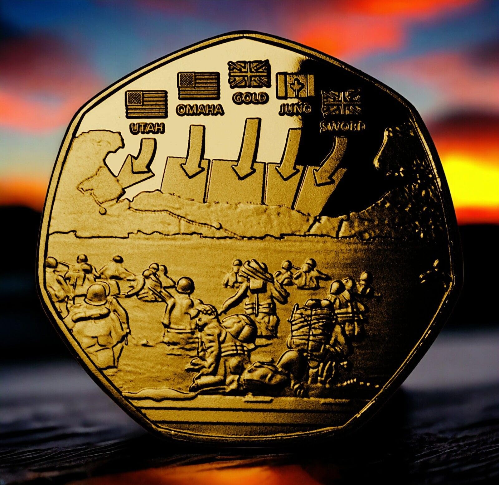 Limited Edition - D-Day LANDINGS 1944 24ct Gold Commemorative Coin, D