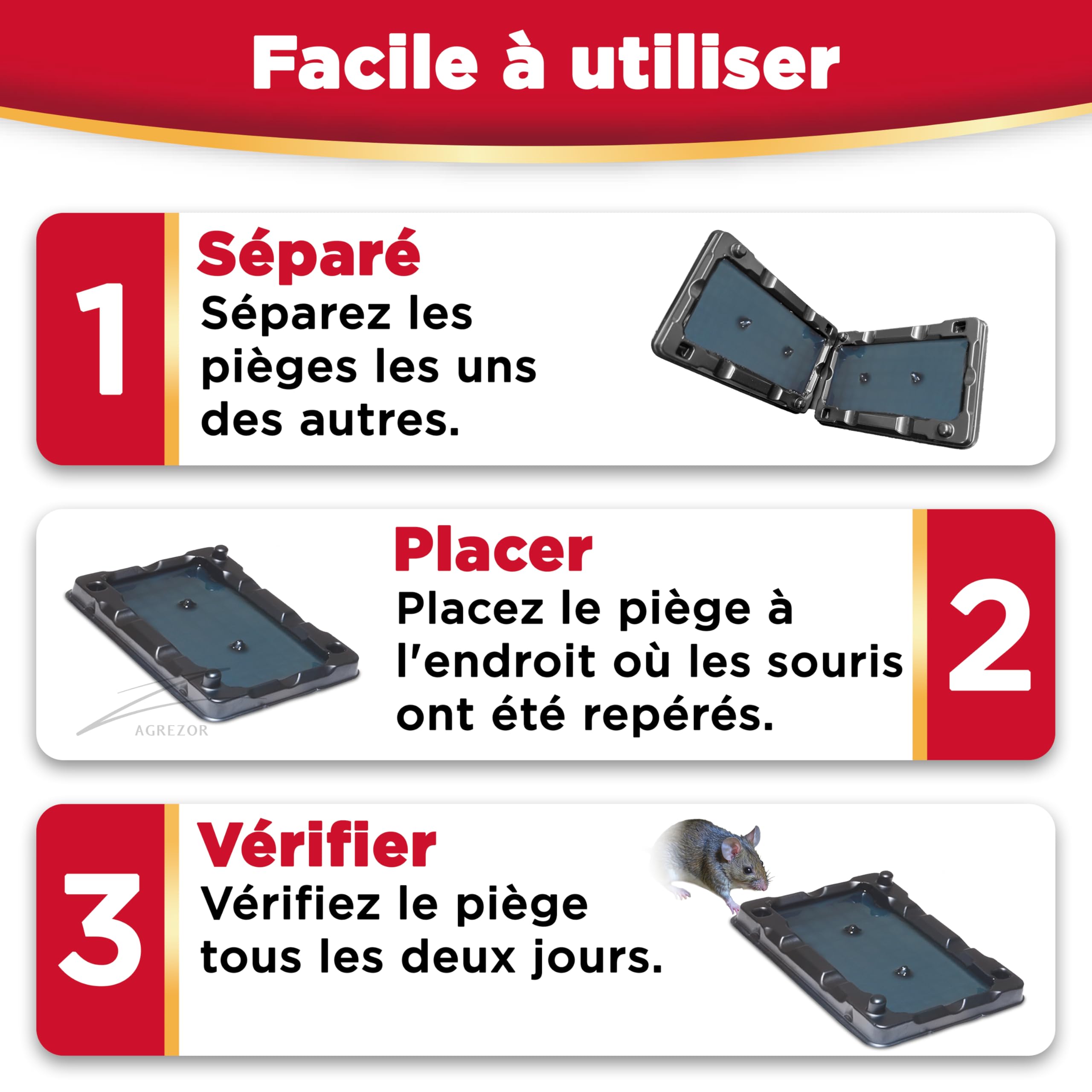 Catchmaster Piège à Souris Collante 12x – Solution Efficace Anti-Rongeurs – Colle Pré-Appâtée – Adhésif Puissant – Attrape Souris Collant pour Insectes