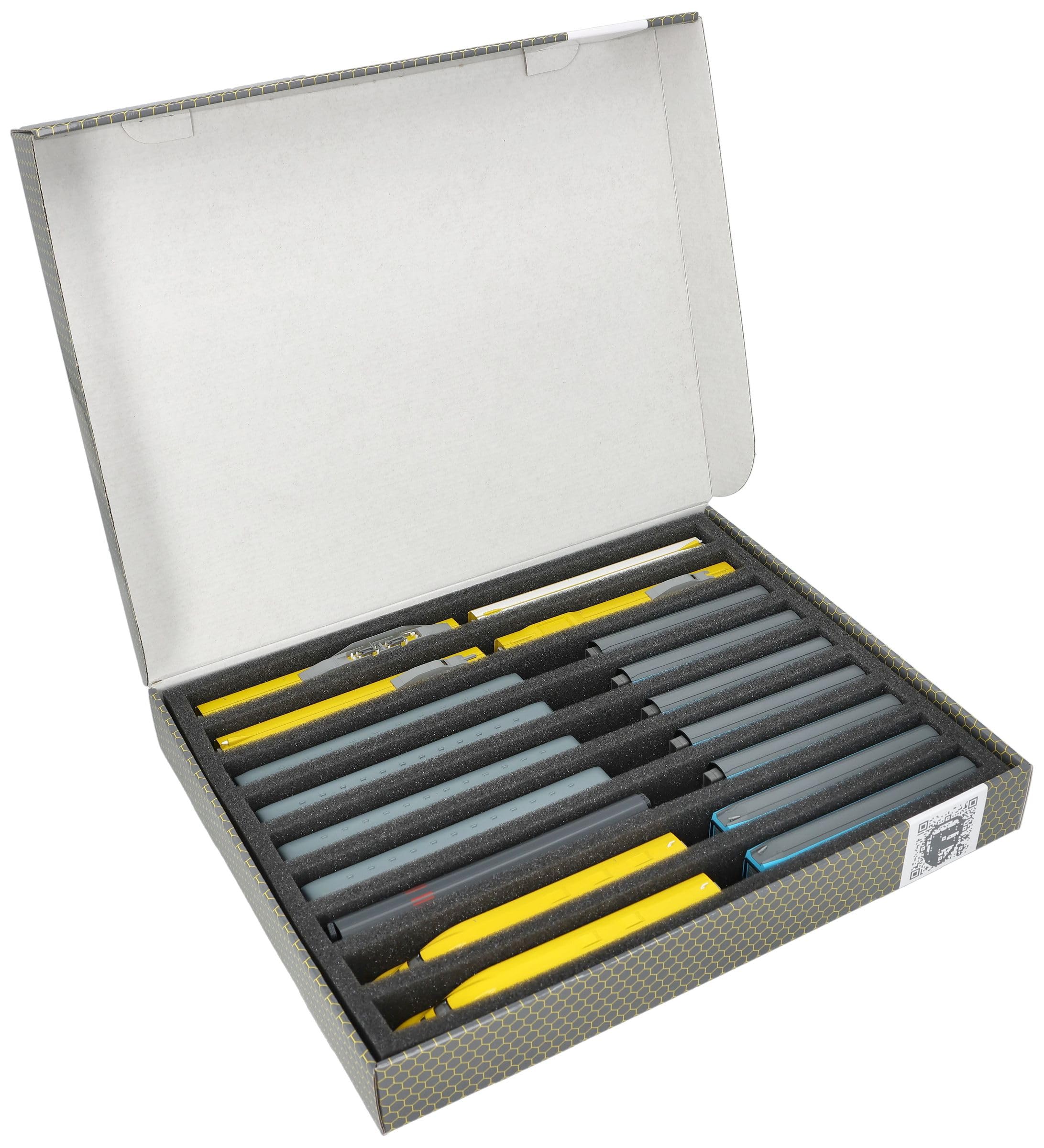 Feldherr Storage Box FSLB040 for model railway locomotives, wagons and vehicles - 9 slots for N gauge vertical, Amount:1 pcs.