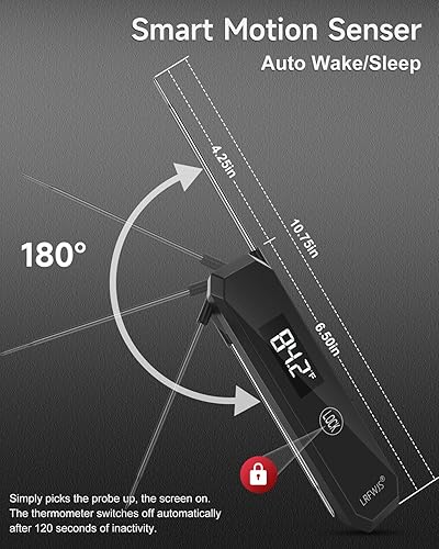Vista 5 de Termómetro digital para carne, termómetro de lectura instantánea de 0.5 segundos, preciso hasta ±0.5 °F, termómetro digital ultrarrápido