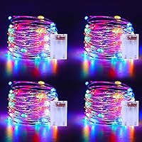 Vista 15 de Guirnalda de luces de 16.4 pies, 50 luces LED plateadas de alambre de cobre parpadeantes con 5 modos de iluminación para Navidad, dormitorio, boda