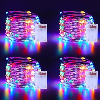 Amazon.com: Christmas Multicolor Fairy Lights Battery Operated 4 Pack ...