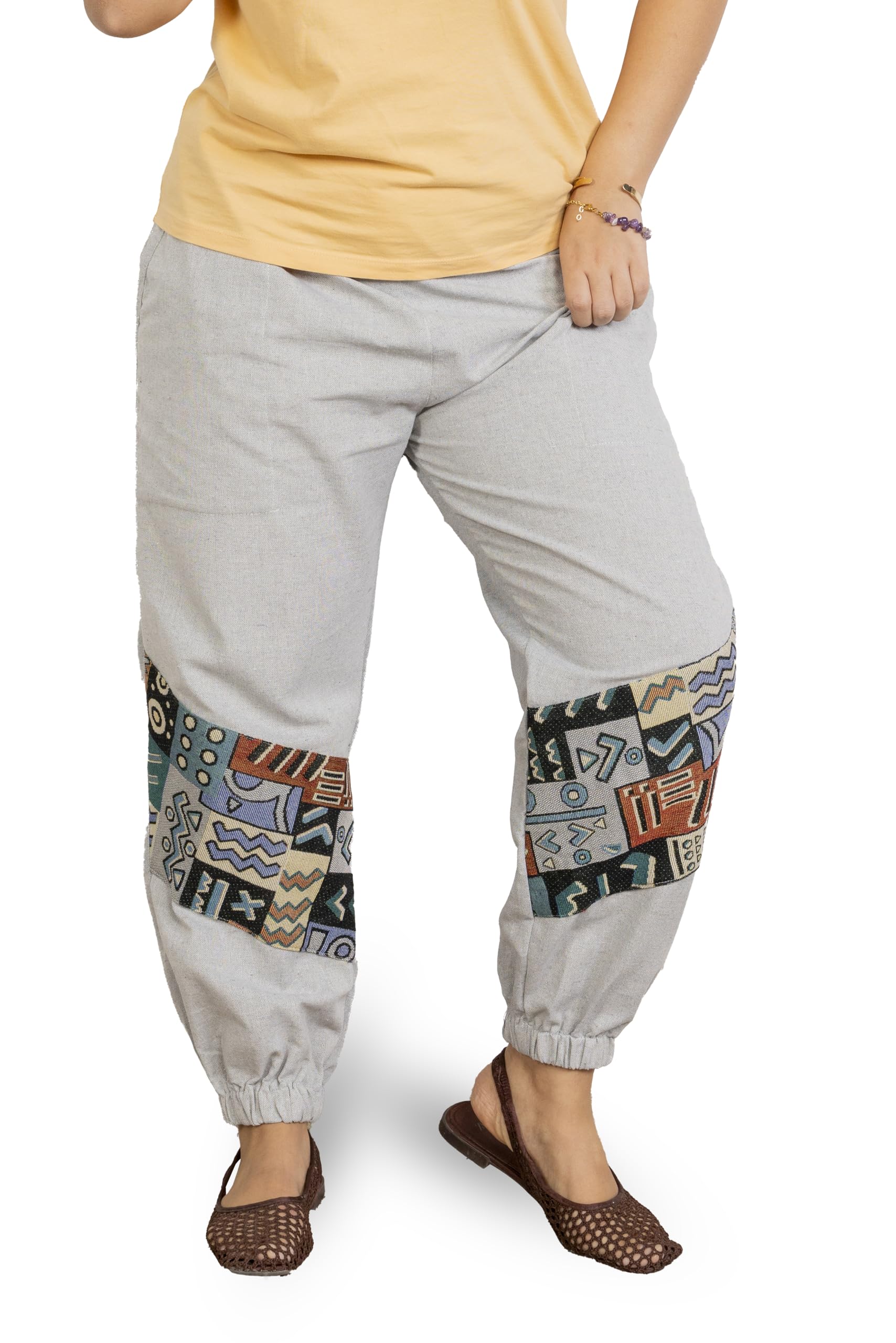 One Size Eco-Friendly Bohemian Harem Pants for Women's Cotton Hippie Boho Baggy Style Yoga Pajama Jogger Pant with Pockets | Fits Waist Size 28 to 38 Inches-image-8