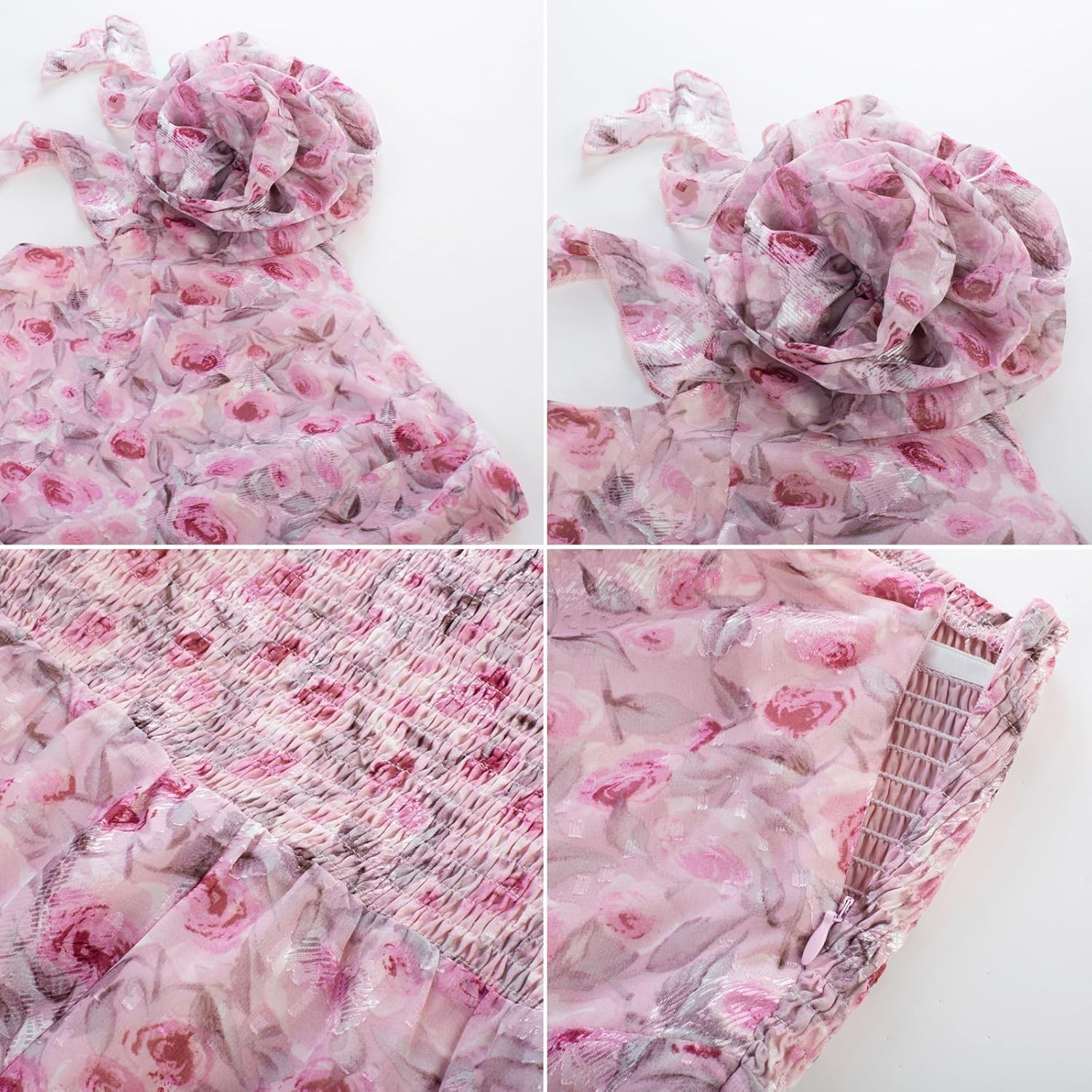 GRACE KARIN Womens Summer One Shoulder Sleeveless Dresses Floral Flowy Ruffle High Low Wedding Guest Maxi Sundresses - Image 7