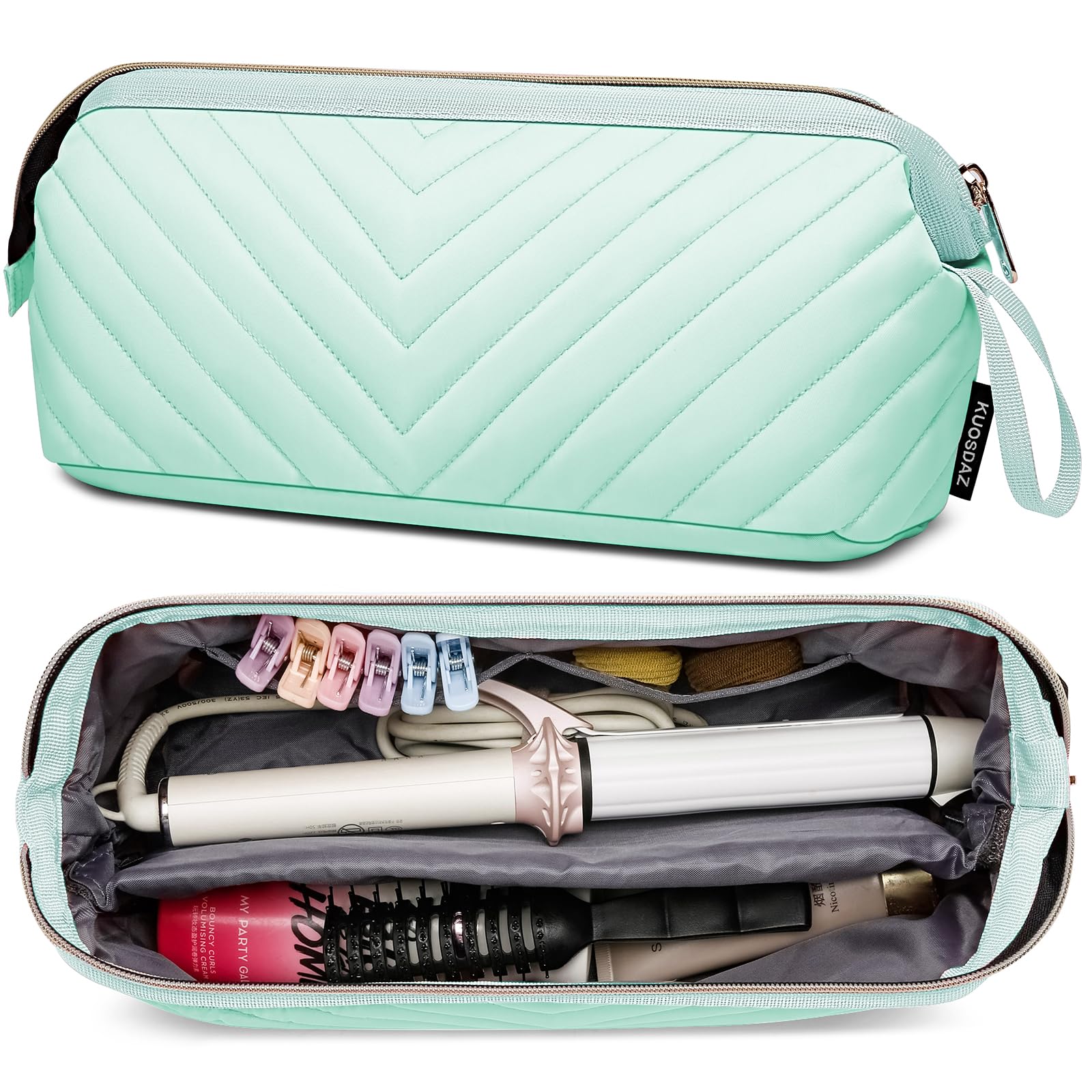 Hair Tools Travel Bag for Shark Flexstyle Dyson, Quilted Case Organizer Bag, Gift for Women Hair Accessories Storage Bag, Travel Hairdryer Portable Bag for Women, Teal-image-17