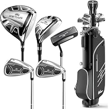 6-8-Piece Complete Golf Club Set for Men &ndash; Adult Golf Clubs with Stand Bag, Driver, Hybrid, 5/7/9/P Irons &amp; Putter, Right Handed