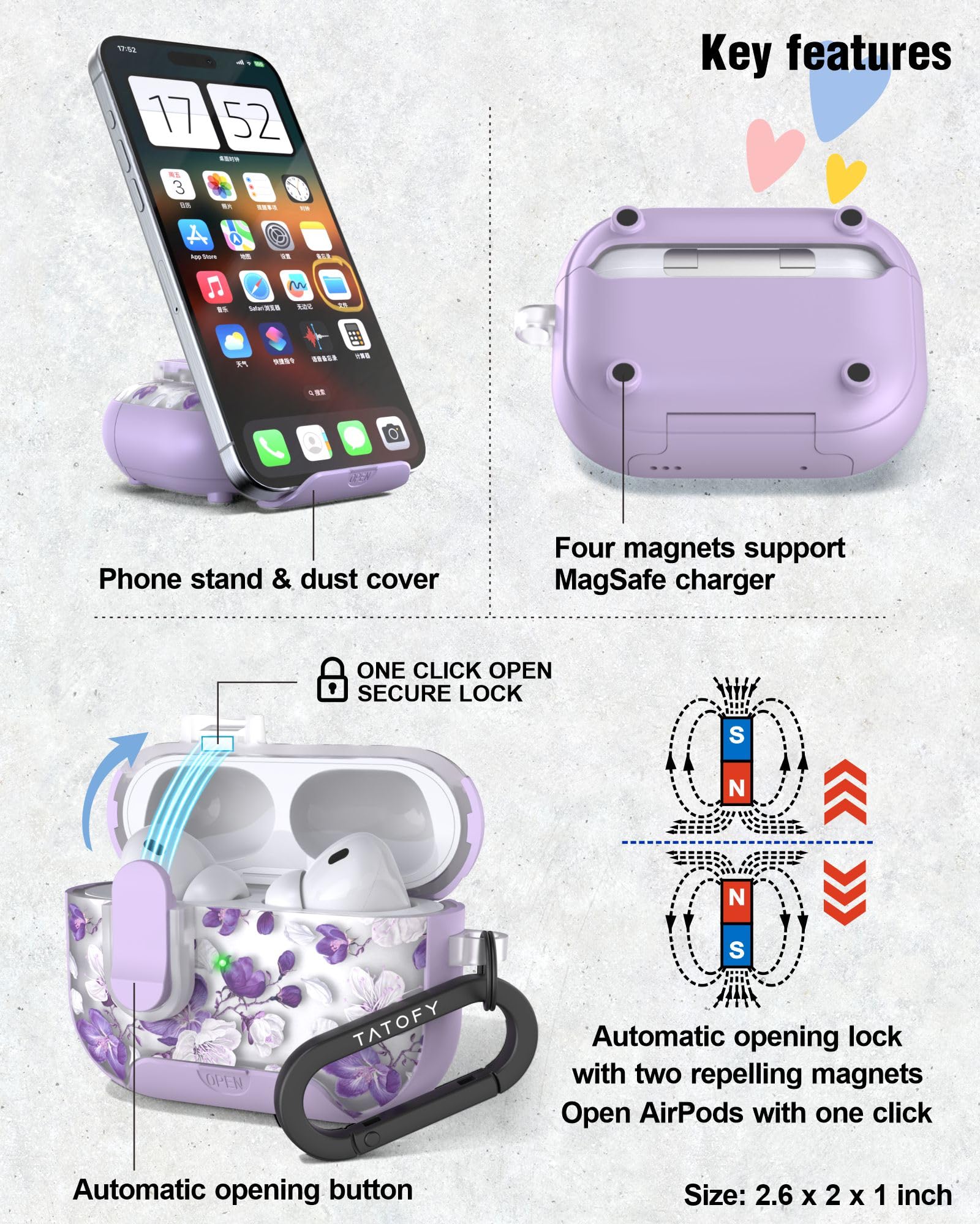 Amazon.com: TATOFY for AirPod Pro 3 Case (2025) with Phone Stand