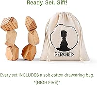 Vista 3 de PERCHED Rocas apilables de pino natural, bloques de madera grandes, juego de rompecabezas Montessori, juguetes para niños pequeños para aula, juego