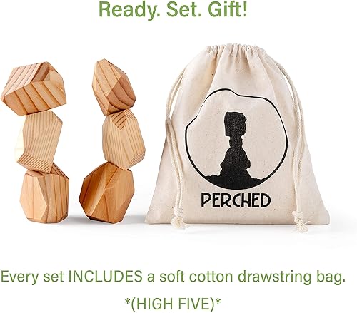 Miniatura 3 de PERCHED Rocas apilables de pino natural, bloques de madera grandes, juego de rompecabezas Montessori, juguetes para niños pequeños para aula, juego