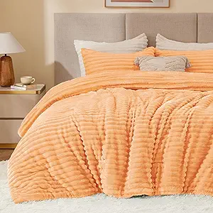 BEDELITE Fleece Full Comforter Set -Super Soft & Warm Fluffy Coral Bedding, Luxury Fuzzy Heavy Bed Set for Winter with 2 Pillow Cases