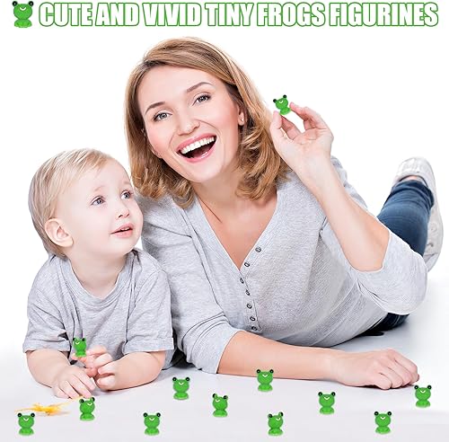 Miniatura 6 de 50 piezas de mini ranas para decoración de jardín, pequeñas ranas de plástico en miniatura de resina para jardín de hadas, decoración de paisaje de