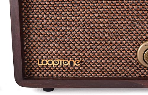 Miniatura 7 de LoopTone Radio FM AM Radio retro de madera con Bluetooth Play MP3 y antena altavoz integrado para cocina, sala de estar, oficina (negro)