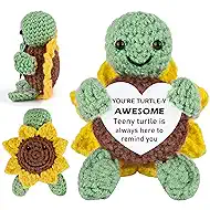 Positive Turtle Gifts for Women Men, Birthday Gift Easter Basket Stuffers for Teens, Crochet Turtle Funny Gifts for Boy Girl Friend Sister Coworker, Emotional Support Inspirational Gift for Cheer Up