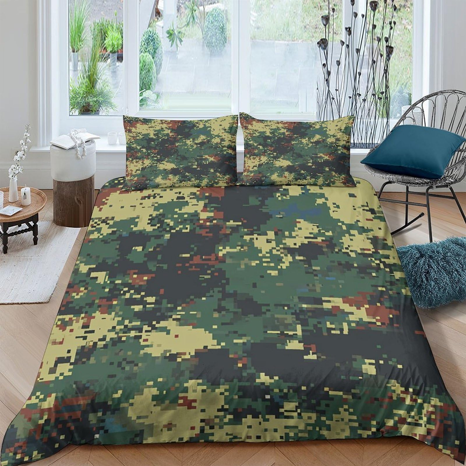 Ctjqhvkz Style-7 3D Printed Forest Camouflage Fitted Sheet Microfiber Soft Breathable Army Green Camo Mattress Cover For Bedroom Guest Room Decor Single（135X200cm）