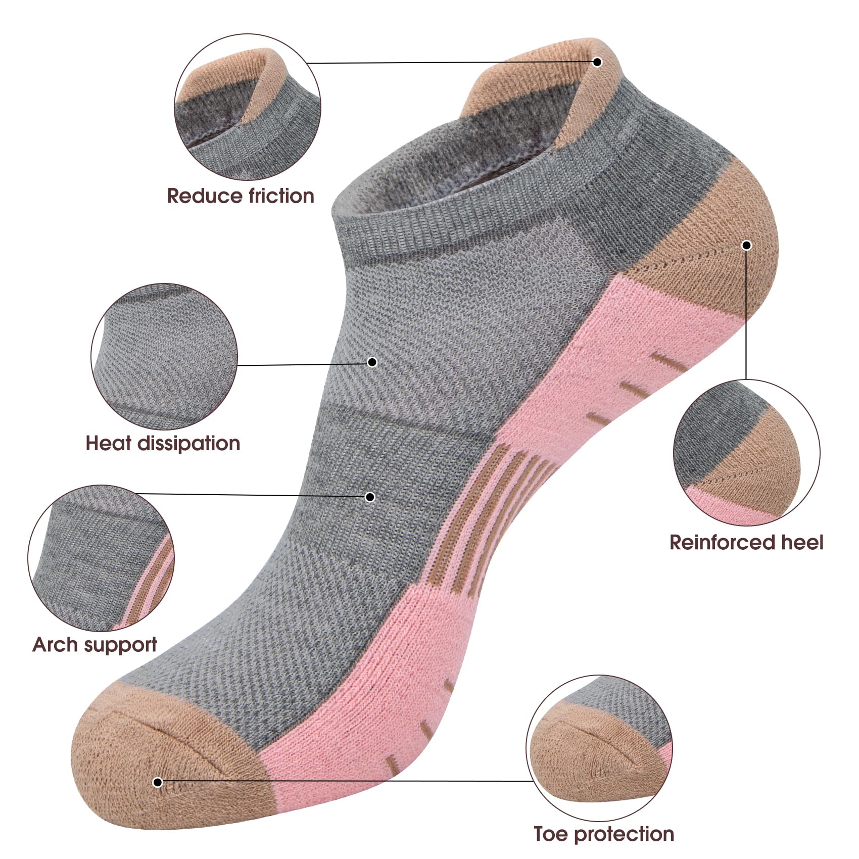 Wostock women socks black 6colors pairs