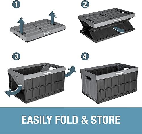 Miniatura 5 de CleverMade Contenedores plegables de almacenamiento (sin tapa), océano, paquete de 3  cajas plegables de plástico apilables de 62 L (16 galones),