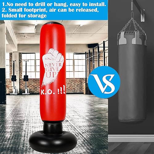 Miniatura 3 de Punching Bag with Stand Adult - Free Standing Punching Bag for Adults - 63" Men Standing Boxing Bag Inflatable Kickboxing Bag