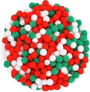 Pom Poms, 1200 PCS Christmas Pom Poms for Crafts, 0.4 Inch Puff Balls