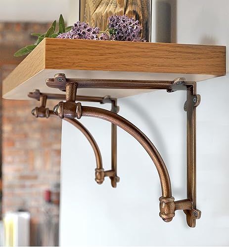 Miniatura 34 de NACH Soportes decorativos para estantes, paquete de 2 soportes de estante de hierro fundido de metal antiguo de 9.6 x 1.7 x 9.6 pulgadas, soportes