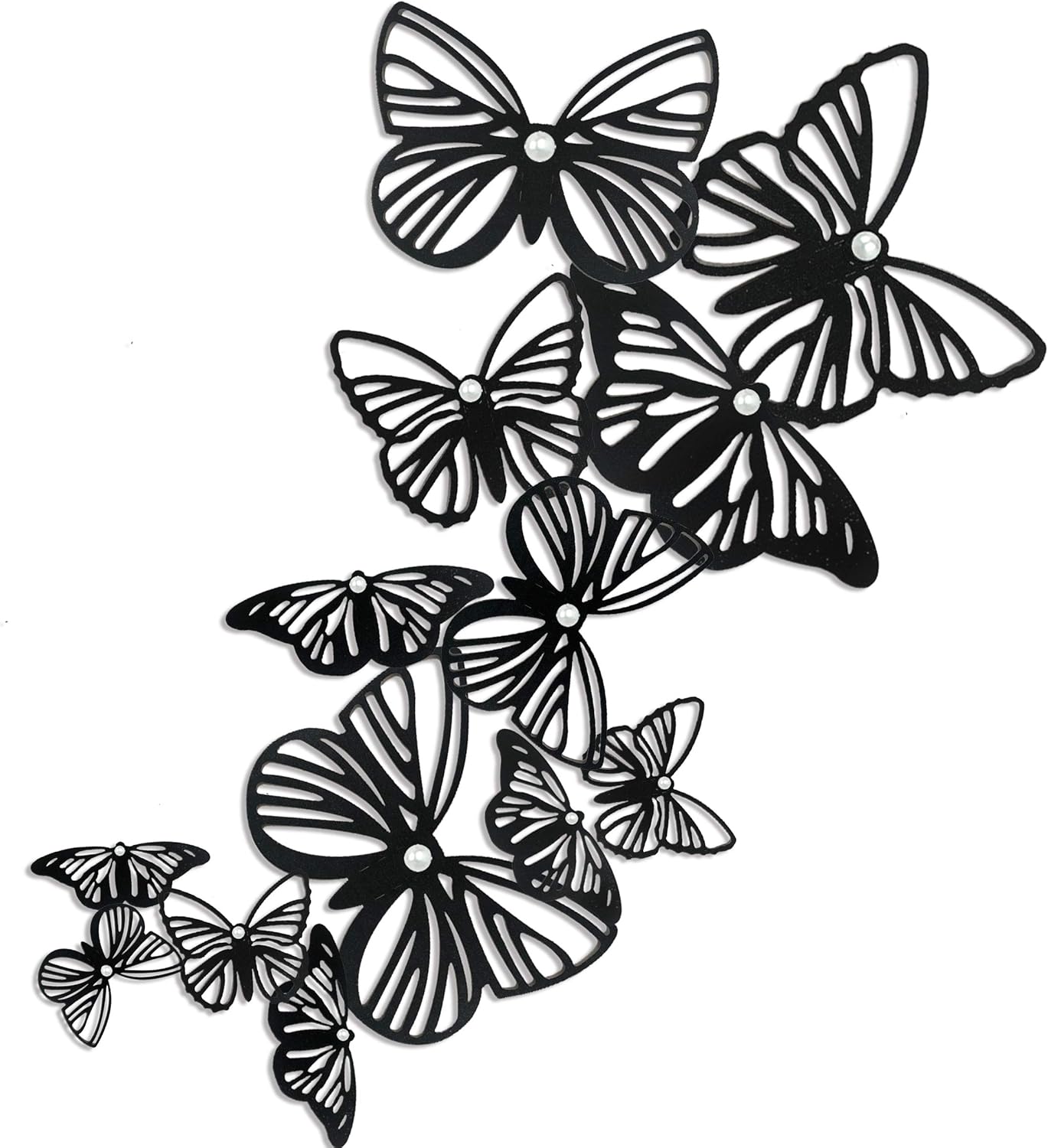 pinkblume Black Butterfly Decorations 3D Butterflies Wall Art Decals Stickers DIY
