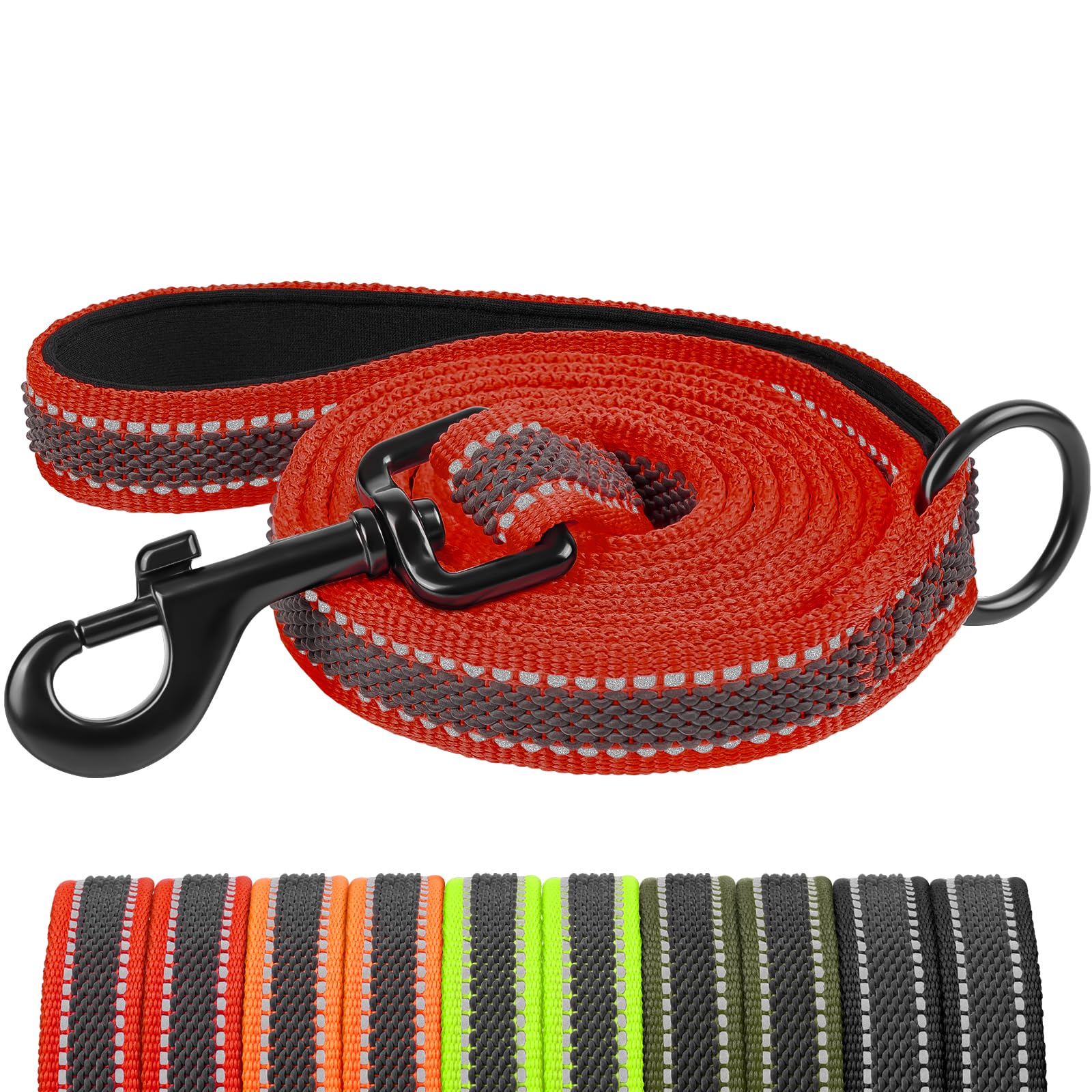 X XBEN Dog Leads for Small Medium Large Dogs, 20MM-1.8M Reflective Dog Lead with Soft Padded Handle, Training Lead Leash with Durable Rubber Thread, for Walks & Training with Dogs and Puppies, Red