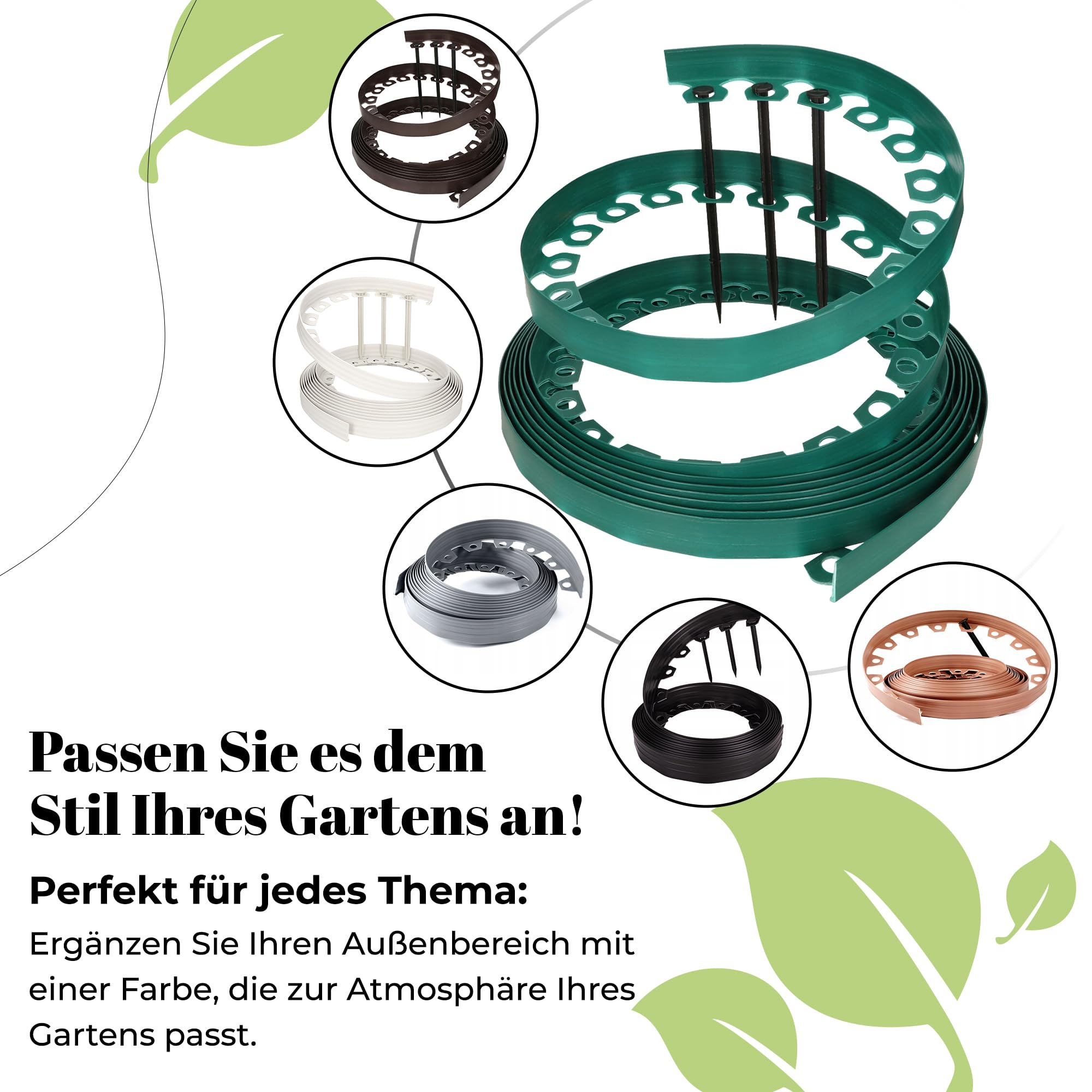 GARDENIX Flexible Rasenkante Kunststoff - Schwarz, 10 m, 20 Erdanker, 10cm Höhe Wetterbeständige Rasenabgrenzung Beeteinfassung Rund - Blumenbeet Umrandung - für Gärten und Mähroboter