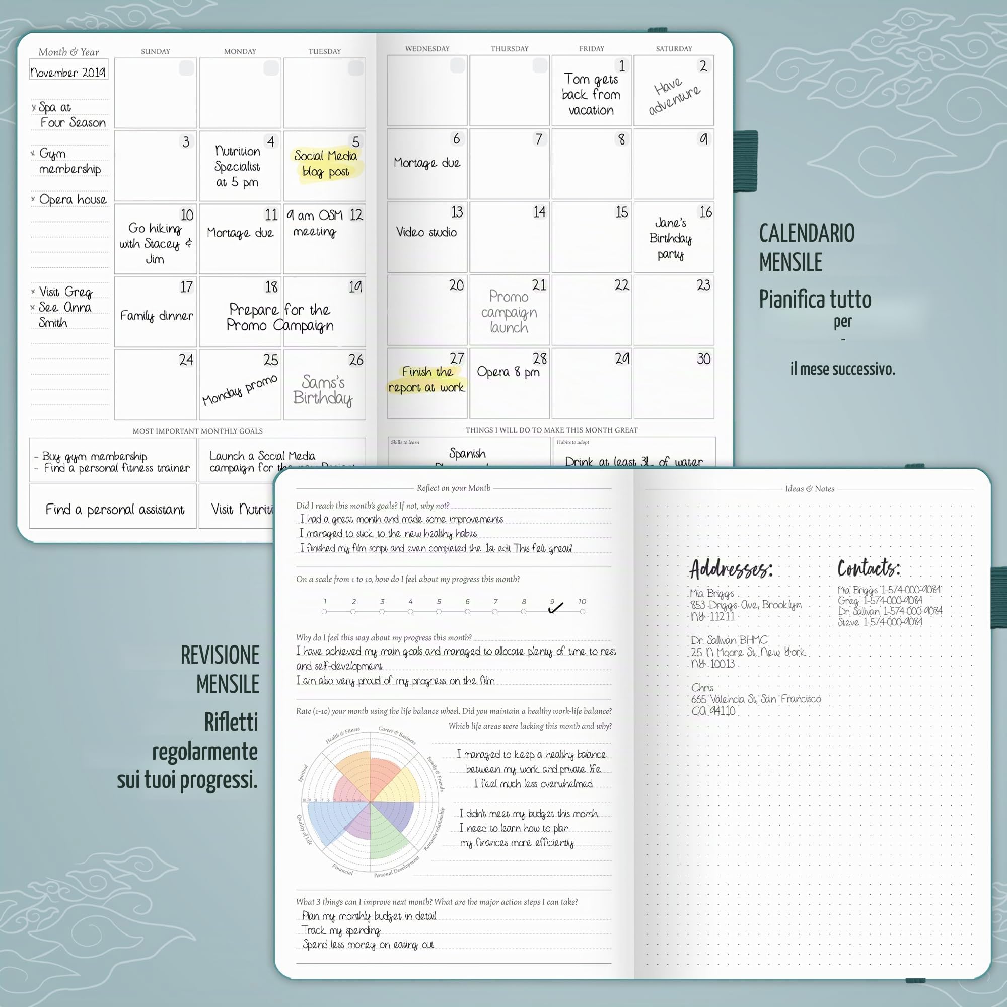 Legend Planner PRO - Agenda settimanale e mensile Deluxe per aumentare la produttività e raggiungere i tuoi obiettivi, agenda organizer per la gestione del tempo, non datata, 18 x 25,5 cm, copertina