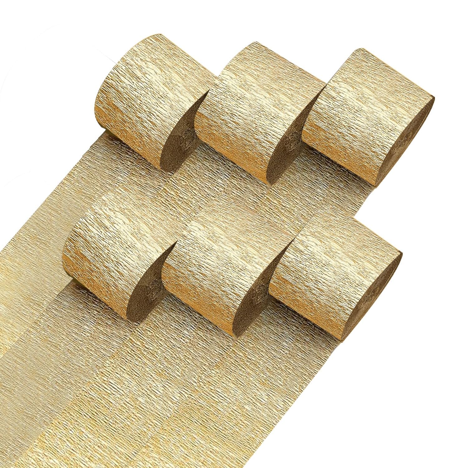 6 Gold Streamers, 492ft Pack of Crepe Paper Party Decorations