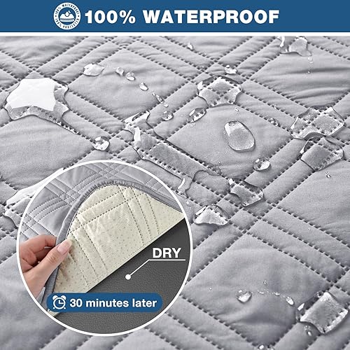 Miniatura 3 de TAOCOCO Funda de sofá reclinable 100% impermeable, funda antideslizante para sofás reclinables con correas elásticas, fundas de sofá reclinables