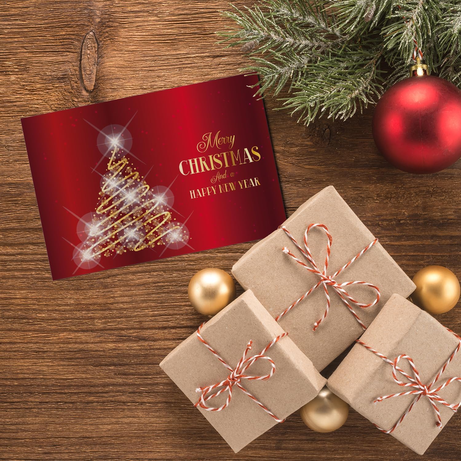 Lot de 30 cartes de Noël élégantes de qualité supérieure avec 30 enveloppes, 12 x 18 cm, cartes pliantes pour entreprises, cartes de Noël, merry christmas joyeux Noël