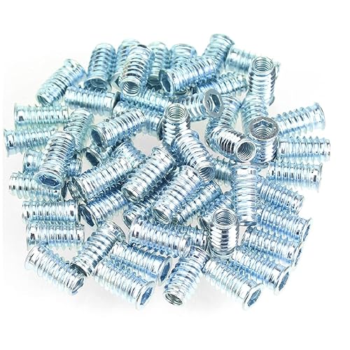 Miniatura 6 de Kindroufly Insertos roscados de 516"-0.709 x 0.984 in, insertos de tuerca, insertos de madera, acero al carbono chapado en zinc azul, insertos