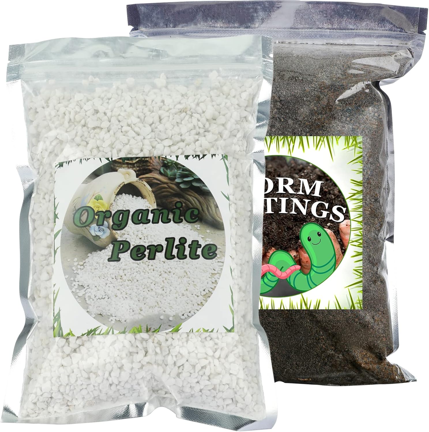 Worm Castings 1.1 LBS & Organic Perlite 1 QT by Doter