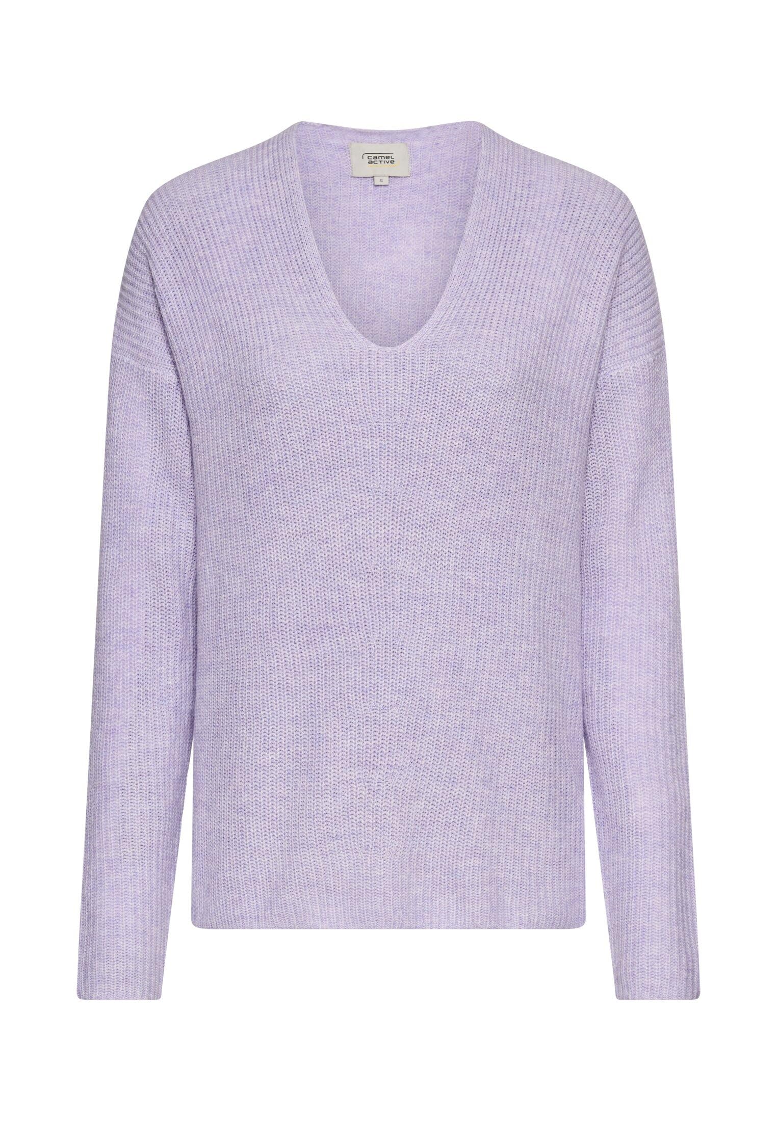 camel active Damen Strickpullover mit V-Ausschnitt