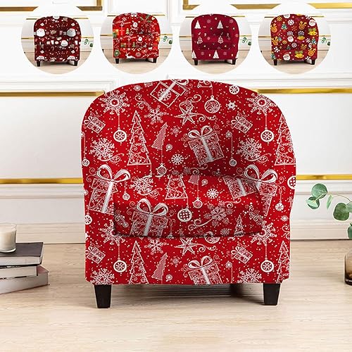 Miniatura 3 de PEKJI Funda elástica para silla de club, fundas para silla de bañera de Feliz Navidad, fundas suaves para sillón, protector de muebles extraíble
