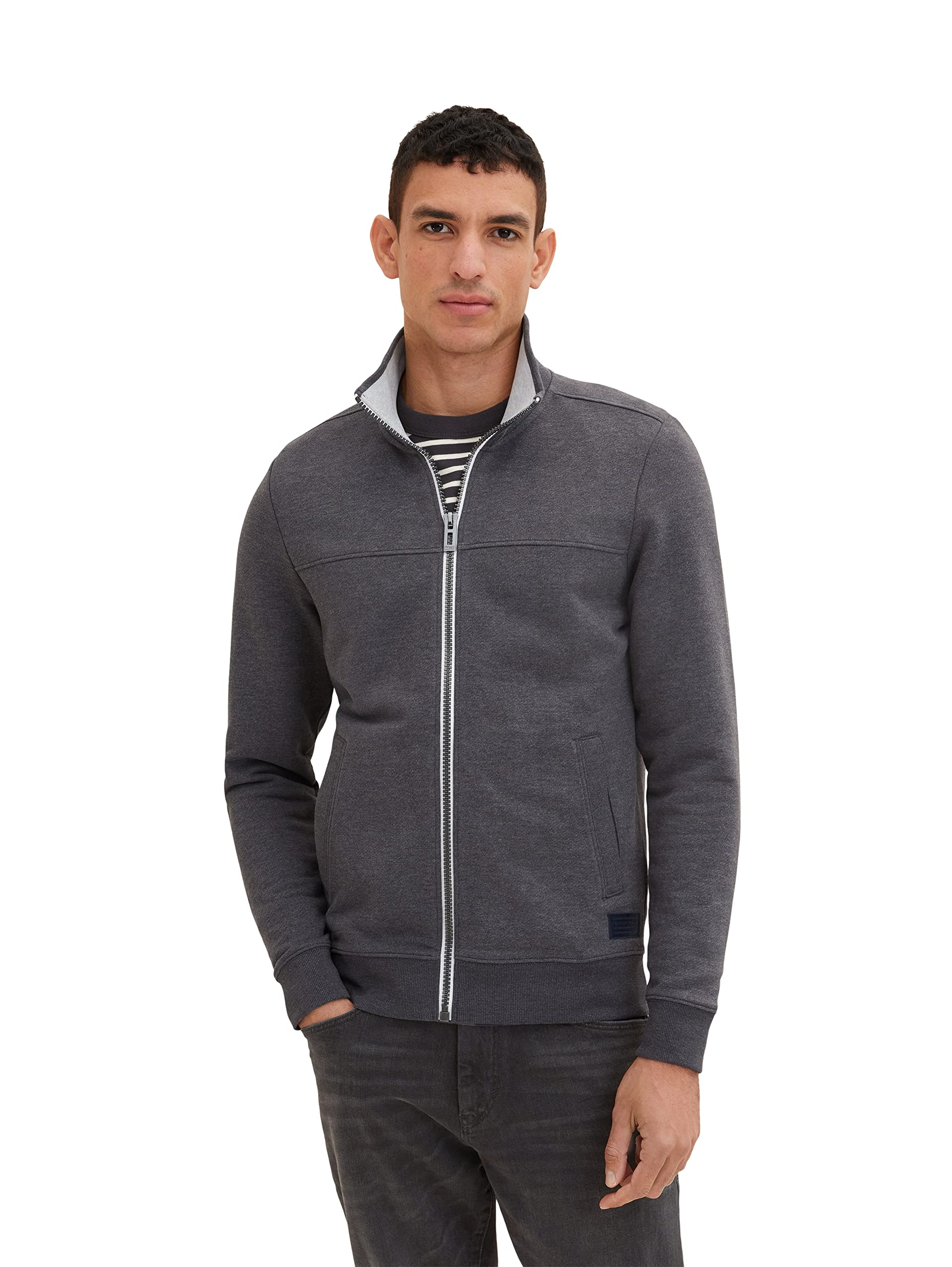 TOM TAILOR Herren Sweatjacke mit Stehkragen