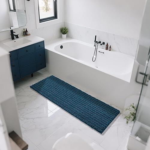 Miniatura 756 de Yimobra - Tapete de baño largo de felpilla, grande de 55.1 x 24 pulgadas, microfibra gruesa, absorbente, extrasuave, antideslizante, peludo, lavable