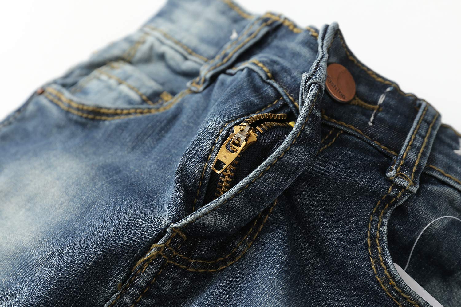 KIDSCOOL SPACE Jean bébé Fille garçon, Bande élastique à Anneau en D à l'intérieur d'un Pantalon en Denim déchiré