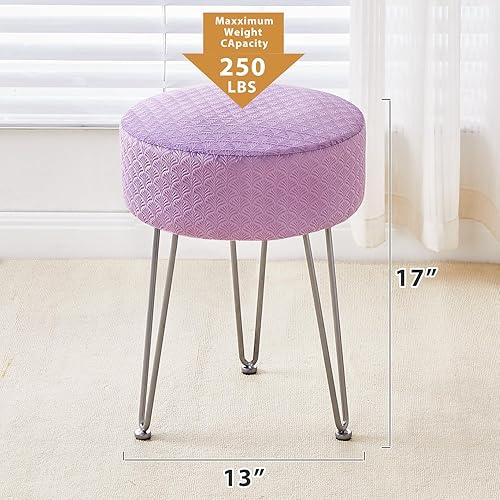 Miniatura 2 de Cpintltr Taburete de tocador, taburetes otomanos de terciopelo, banco otomano redondo, taburete moderno, taburete pequeño, taburete auxiliar con