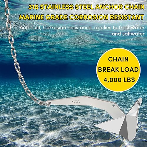 Miniatura 3 de Anchor Chain,316 Stainless Steel Boat Anchor Chain, Anchor Chain for Boats with 2 Pcs Shackles,Marine Grade(3 Size)