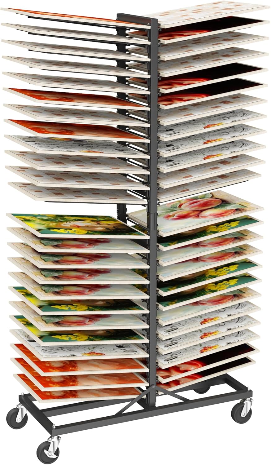 Art Drying Rack,48-Tier Cabinet Door Drying Rack,Vertical Drying Storage Tower with Locking Casters for Classroom,Studio Canvas & Panel Organization