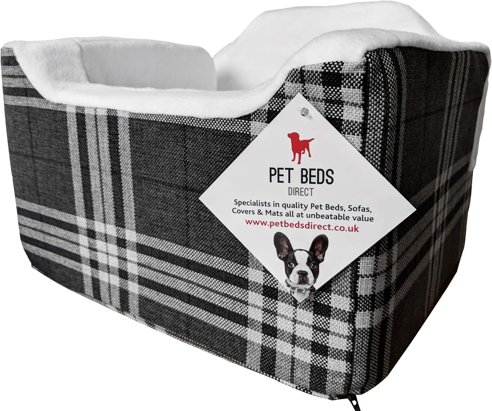 Car Seat for Dogs & Pets Travel Basket/Safety Harness Car Seat in Medium (32x55x55) Charcoal Tartan