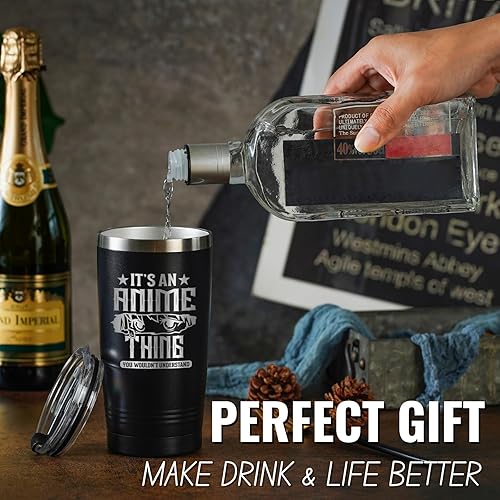Miniatura 2 de Onebttl Regalos de anime para hombres, mujeres y niños, vasos de acero inoxidable con aislamiento al vacío de doble pared de 20 onzas, regalos de